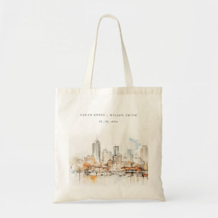 Atlanta Georgia Watercolor Landscape Wedding Tote Bag