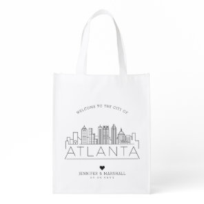 Atlanta, Georgia Wedding | Stylized Skyline Grocery Bag
