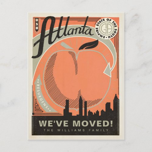 Atlanta Georgia  Weve Moved Invitation Postcard