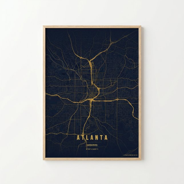 Atlanta Gold Map Print Georgia Wallart Poster Gift (Creator Uploaded)
