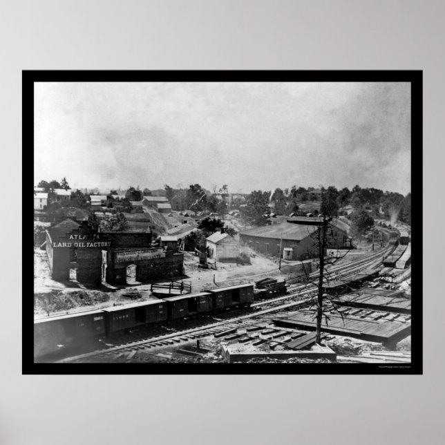 Atlanta Lard Oil Factory and Railroad Cars 1864 Poster (Front)