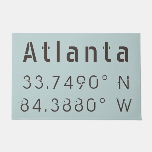 Atlanta Latitude and Longitude Doormat