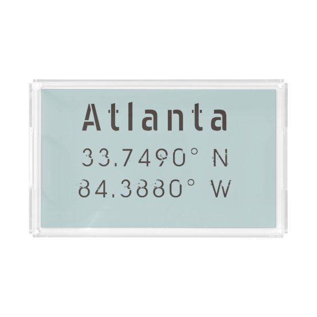 Atlanta Latitude & Longitude Acrylic Tray (Front)