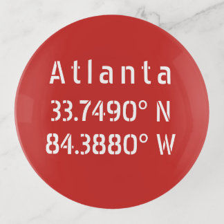 Atlanta Latitude Longitude Red Trinket Tray