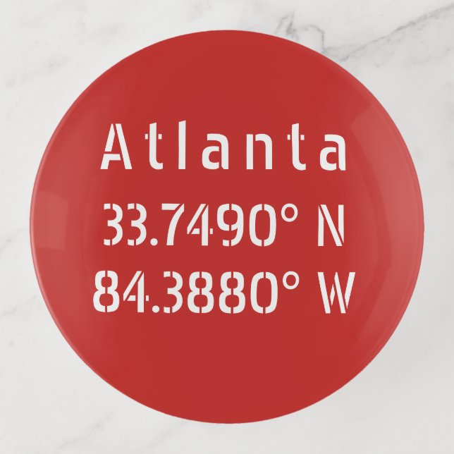 Atlanta Latitude Longitude Red Trinket Tray (Front)
