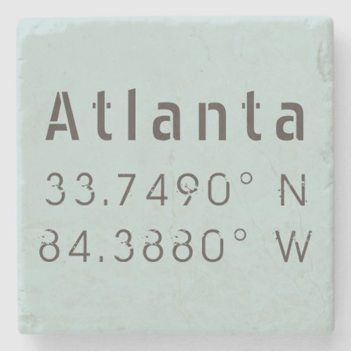 Atlanta Latitude Longitude Stone Coaster