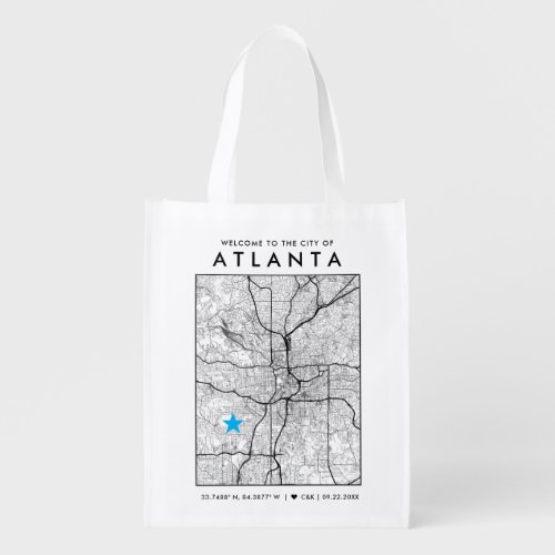 Atlanta Love Locator  City Map Wedding Welcome Grocery Bag
