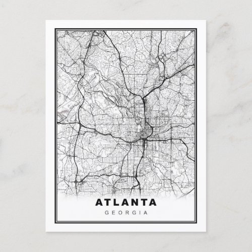 Atlanta Map Holiday Postcard