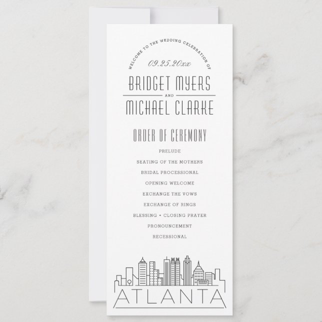 Atlanta | Modern Deco Wedding Program (Front)