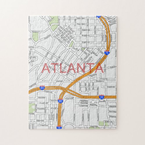 Atlanta Peachtree Road Map Jigsaw Puzzle