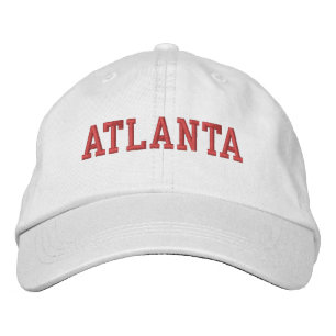 Atlanta Red Embroidery on White Embroidered Baseball Cap