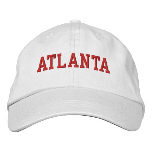 Atlanta Red Embroidery on White Embroidered Baseball Cap