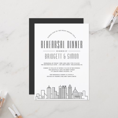 Atlanta Rehearsal Dinner  City Skyline Invitation