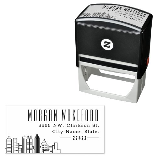 Atlanta Resident  Modern Deco Skyline  Self_inking Stamp
