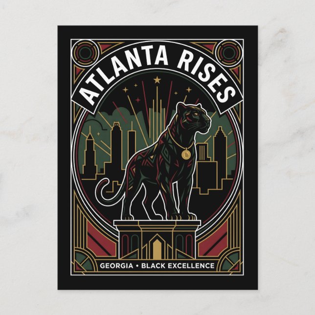 Atlanta Rises Black Panther Black Excellence Art Postcard (Front)