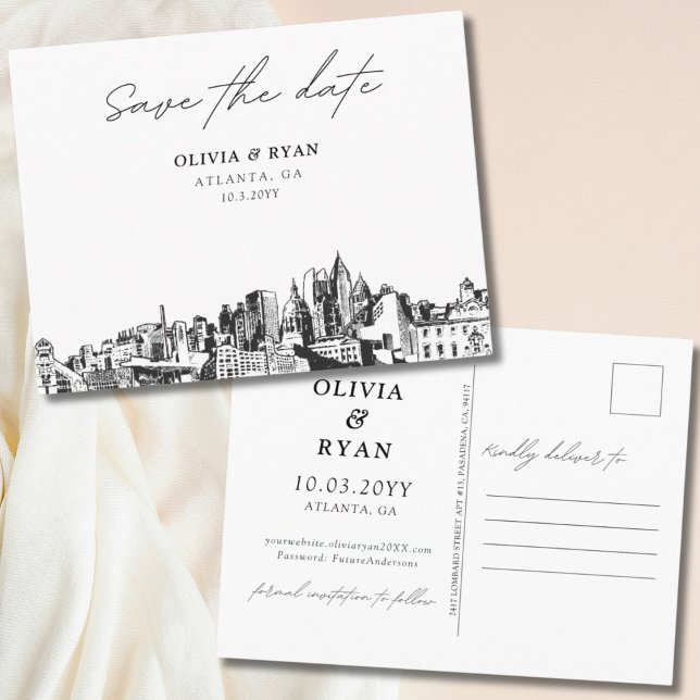 Atlanta Save the Date Postcard Elegant Wedding (Atlanta Save the Date Postcard Elegant Wedding)
