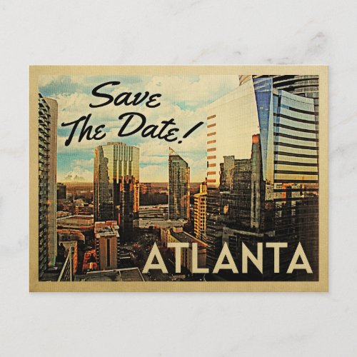 Atlanta Save The Date Vintage Postcards