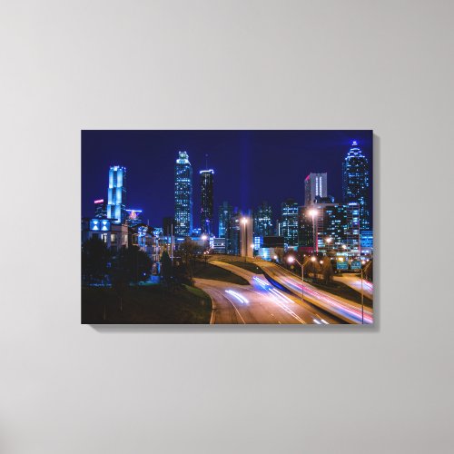 Atlanta Skyline at Night Canvas Print