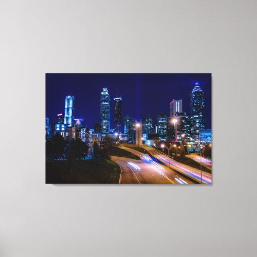 Atlanta Skyline at Night Canvas Print