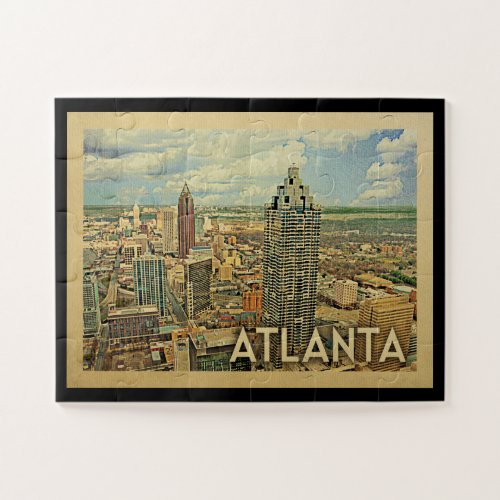 Atlanta Skyline Atlanta Vintage Travel Jigsaw Puzzle