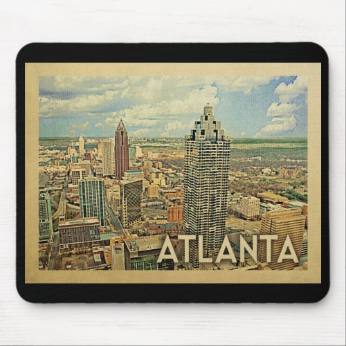 Atlanta Skyline Atlanta Vintage Travel Mouse Pad