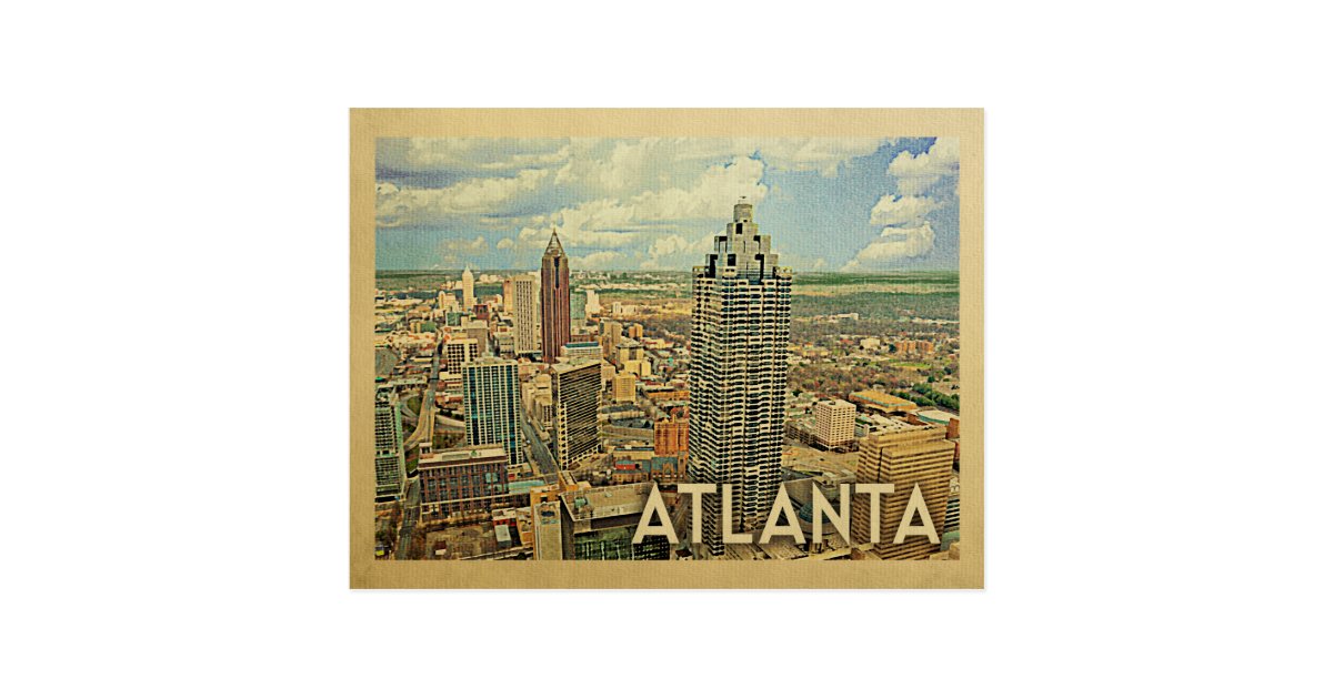 Atlanta Skyline Atlanta Vintage Travel Postcard