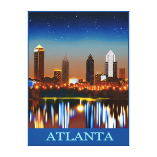 Atlanta Skyline by Night with Reflections Canvas Print