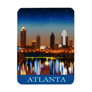 Atlanta Skyline by Night with Reflections Magnet