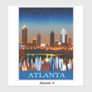 Atlanta Skyline by Night with Reflections Sticker