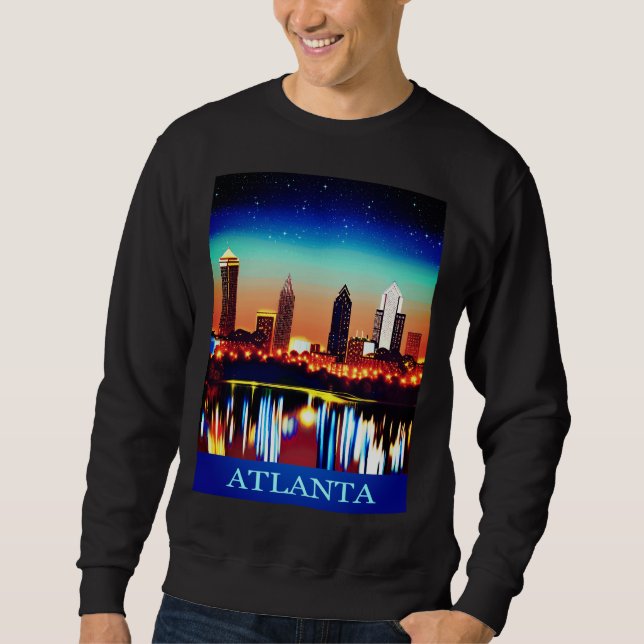 Atlanta Skyline by Night with Reflections Sweatshirt (Front)