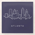 Atlanta Skyline Glass Coaster<br><div class="desc">This design features a hand drawn sketch of the Atlanta skyline on a purple background.</div>