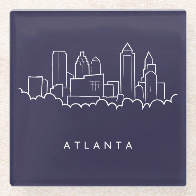 Atlanta Skyline Glass Coaster (Front)