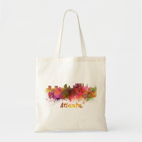 Atlanta skyline in watercolor tote bag