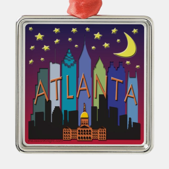 Atlanta Skyline mega color Metal Ornament (Front)