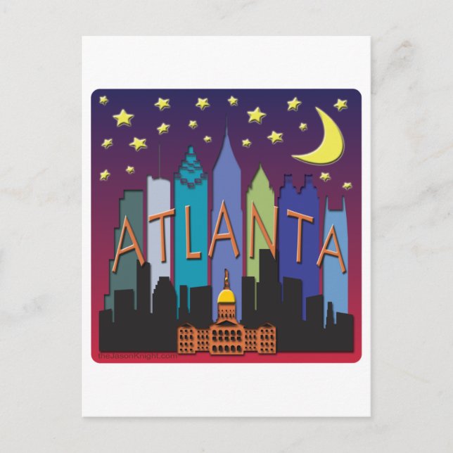 Atlanta Skyline mega color Postcard (Front)