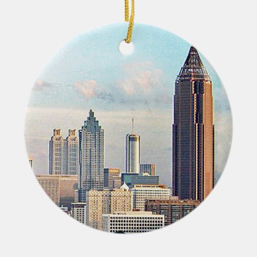 Atlanta Skyline Merry Christmas Yall Ceramic Ornament