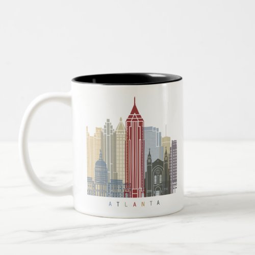 Atlanta skyline poster Two_Tone coffee mug