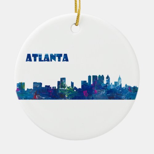 Atlanta Skyline Silhouette Ceramic Ornament