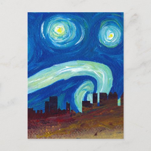 Atlanta Skyline Silhouette with Starry Night Postcard