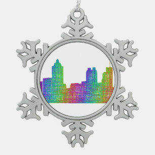 Atlanta skyline snowflake pewter christmas ornament