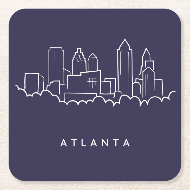 Atlanta Skyline Square Paper Coaster (Front)