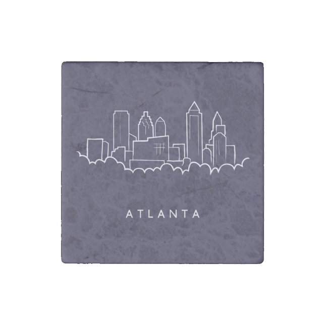 Atlanta Skyline Stone Magnet (Front)