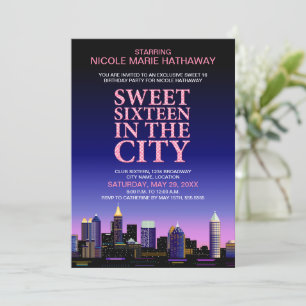 Atlanta Skyline Sweet Sixteen Movie Party Invitation