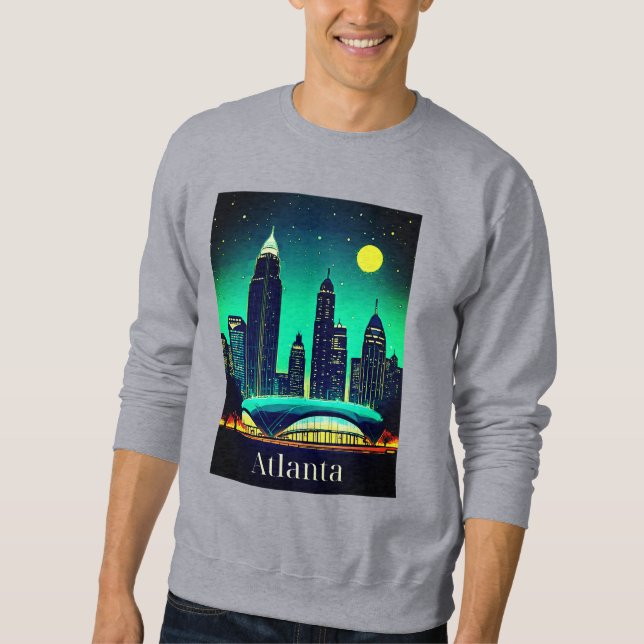 Atlanta Skyline Under a Starry Night Sky Sweatshirt (Front)