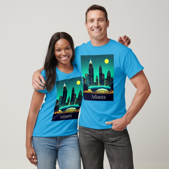 Atlanta Skyline Under a Starry Night Sky T-Shirt (Unisex)