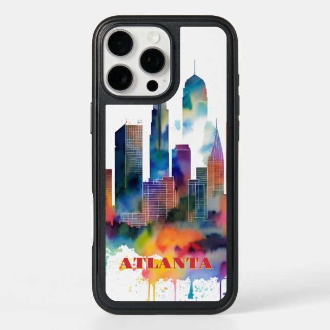 Atlanta Skyline Watercolor Otterbox iPhone Case (Back)