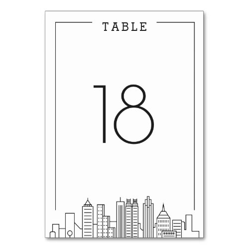 Atlanta Skyline Wedding  Table Number