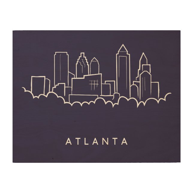 Atlanta Skyline Wood Wall Art (Front)