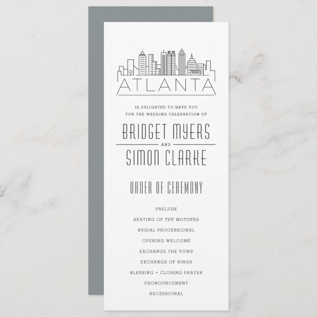 Atlanta Stylized Skyline | Wedding Program (Front/Back)