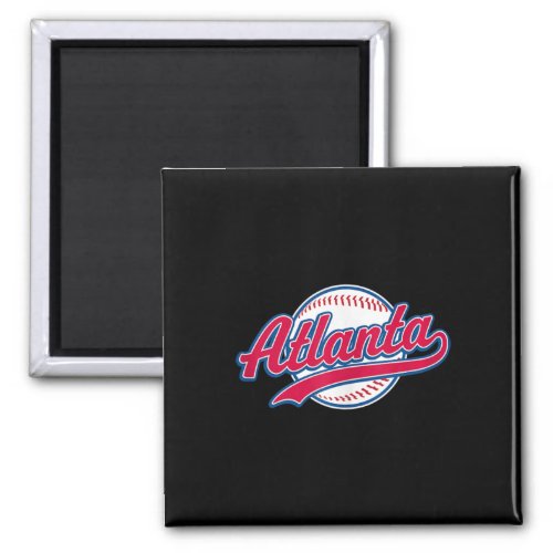 Atlanta Tee Vintage Baseball Throwback Retro Desig Magnet